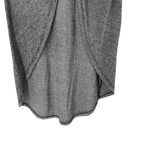 Gray High Low Knot Front Top Midi Length Burnout Short Sleeve Olive+Oak Size S - Picture 5 of 9